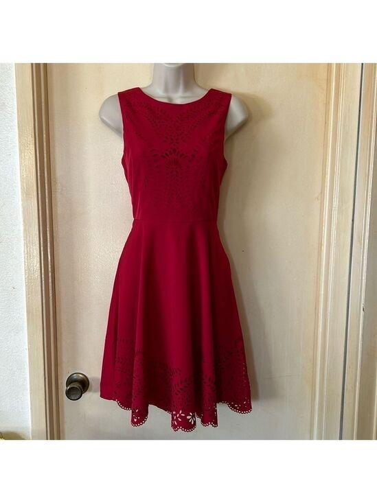 She and Sky Dresses & Skirts - She and Sky red laser cut sleeveless mini size S